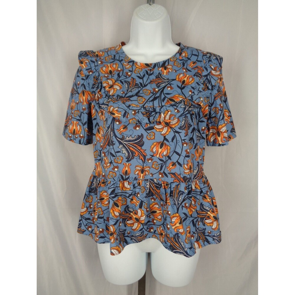 Zara Floral Ruffle Peplum Top Size Small New
